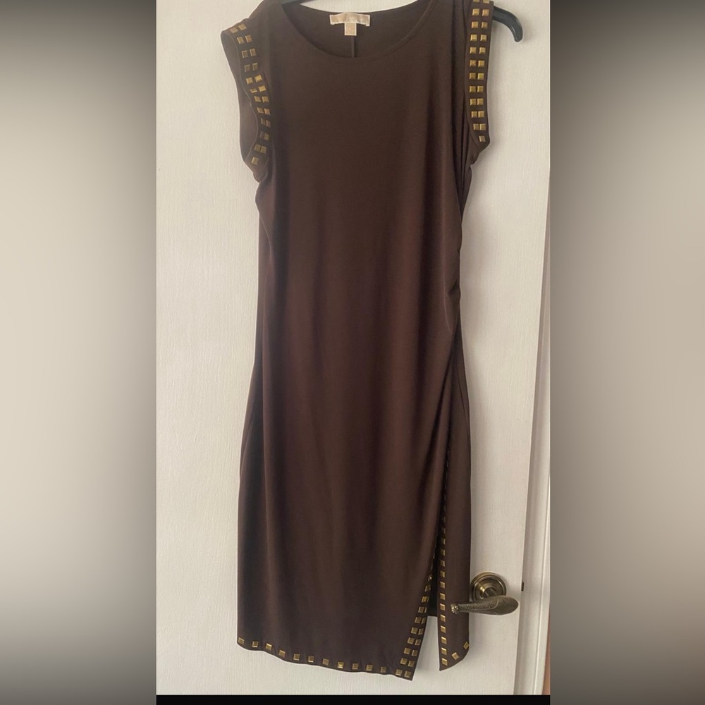 Michael Kors Brown Asymmetrical Sheath Dress
